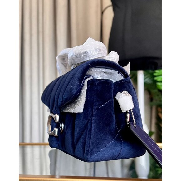 NEW WITH TAGS!! SOLD OUT!  AUTHENTIC Coach Blue Velvet Quilted Tabby 20 - Picture 2 of 14